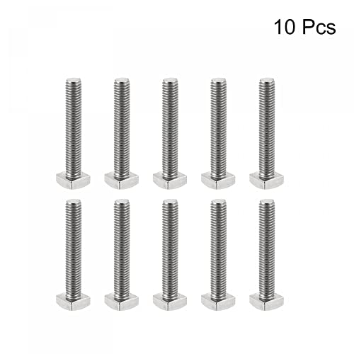 Image of uxcell Square Head Bolt, 10pcs M5x30mm Fully Thread 304 Stainless Steel Grade C Square Machine Screws