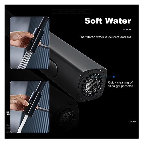 Mitigeur robinet d'évier en laiton noir mat double commande eau chaude froide - 8