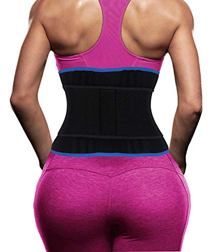 SHAPERX Women Waist Trimmer Belt - Waist Trainer Eraser Hot Sauna Sweat Belly Band Waist Trainer Belts, SZ8010-Blue-S