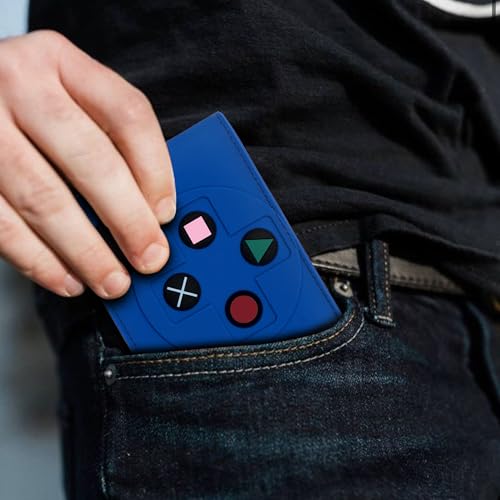 Image of Game Controller Wallets For Kids, Man, Teen Bifold Wallet Multiple Card Slots and Coin Pocket Gamepad Silicone And PU Leather Surface Video Game Kids Wallet in Blue