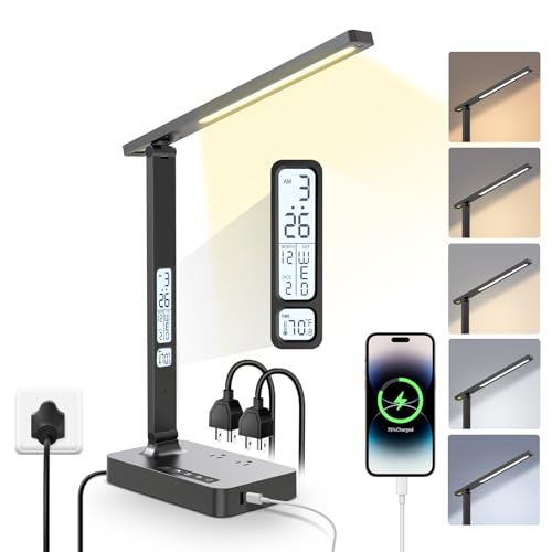 Power Strip with LED Desk Lamp, 2 Outlets 1 USB-A