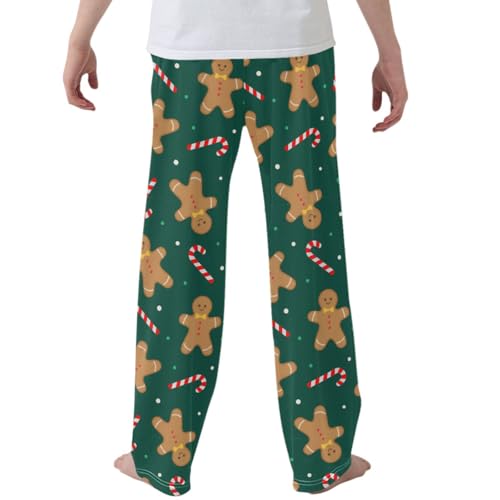 Pigsaly Boys' Pants Christmas Gingerbread Man Long Bottoms Whiter Red Candy Cane Jogger Pants Elastic Waist Trousers S3