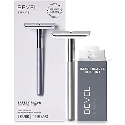Bevel Safety Razor with Brass Weighted Handle and 10 Double Edge Safety
