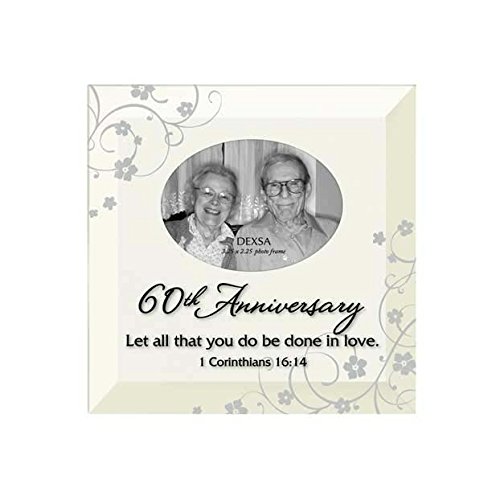 Dexsa 60th Anniversary Beveled Glass Photo Frame with Easel