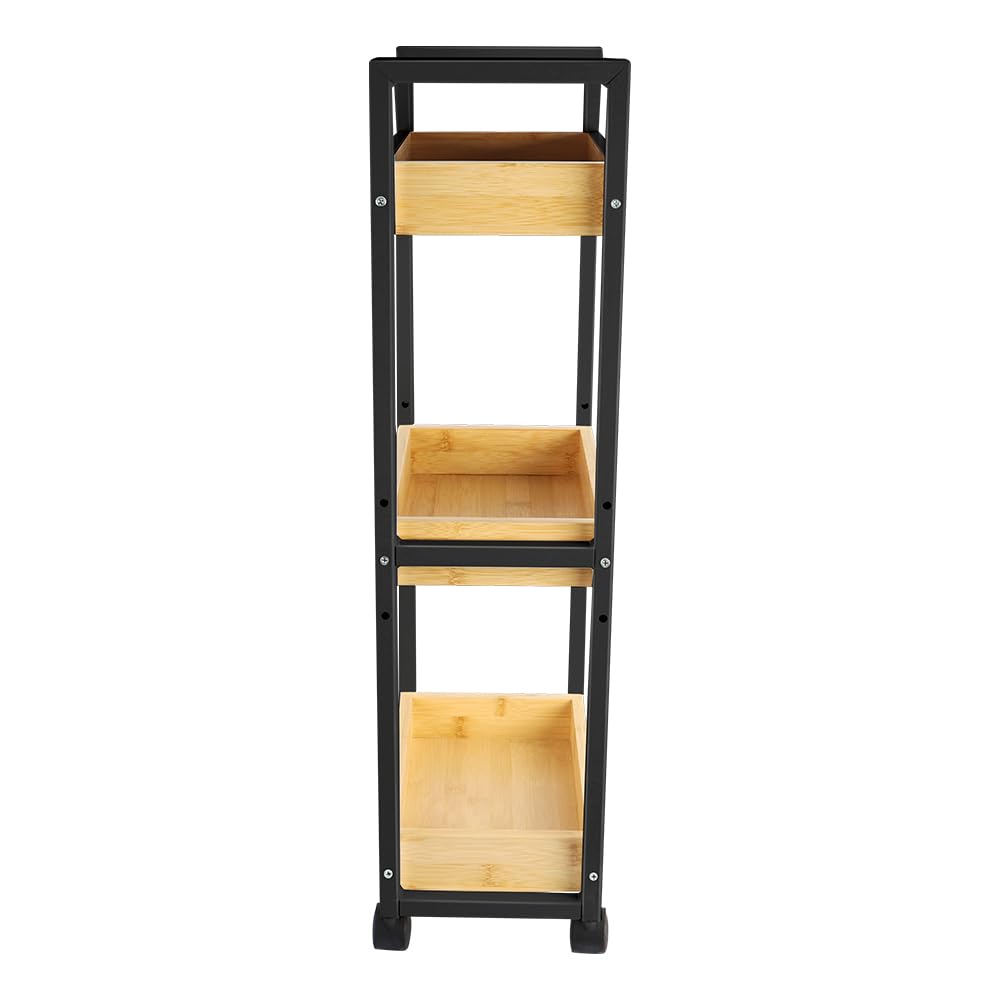 LANTUS - Carro de almacenamiento con ruedas, postre, bloqueables, carro de servicio para oficina, salón, cocina, capacidad 25 kg, 20 x 30 x 80 cm, color negro