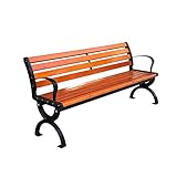 Outdoor-Gartenbank, Terrasse, Park-Gartenbank, wetterfester Verandastuhl, Freizeit-Balkonbank mit Armlehnen und Rückenlehne, Outdoor-Lattensitz mit Massivholz- und Aluminium-STR