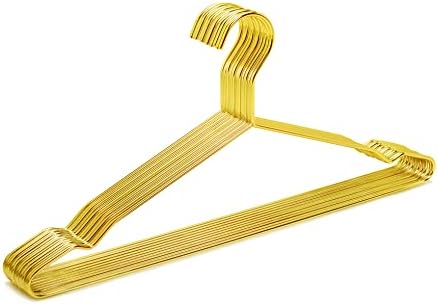 Amber Home 17" Shiny Gold Strong Metal Hanger 10 Pack, Gold Clothes Hangers, Heavy Duty Coat Hangers, Standard Suit Hangers for Jacket, Shirt, Dress (Gold, 10)