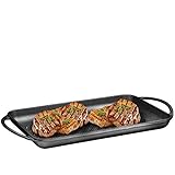 Pre-Seasoned Cast-Iron Rectangular Grill Pan with Raised Seared Lines, Non-Stick Pan for Stove Tops,...