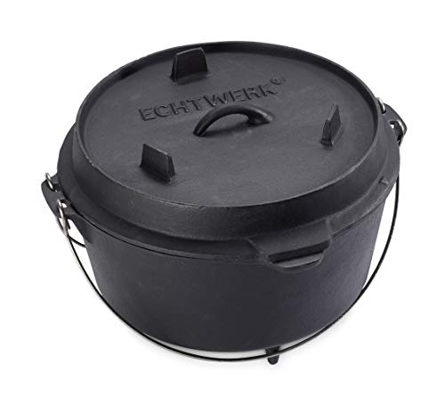 ECHTWERK Dutch Oven, garnek do duszenia, duży 31,5 x 21 cm, z żeliwa i emaliowaną powłoką, z pasującą pokrywą i uchwytem ze stali nierdzewnej, 8 litrów