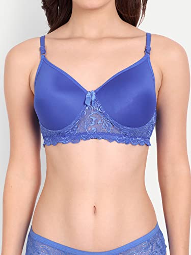Image of FIMS - Fashion is my style Women Cotton Floral Lace Padded, Non-Wired, Full Coverage, Seamless Bra Panty Set, Multicolor, Lingerie Set