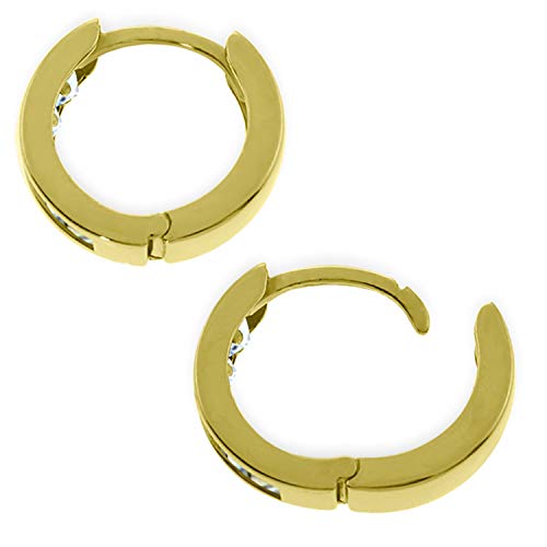 Galaxy Gold Gg 14K Solid Yellow Gold Hoop Huggie Earring With Natural Aquamarines #TOP2