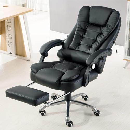 Ergonomic Office Chair,PU Leather Executive Desk Chair Office Massage Office Chair with Wide Seat With Large Headrest, Modern Desk Chair Lumbar Support, Adjustable Armrests Mesh Chair-J