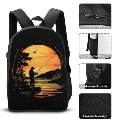 Fish Fishing Lover Large Travel Backpacks Carry on Backpack Weekender Bag with 2 Storage Pockets for Men And Women3