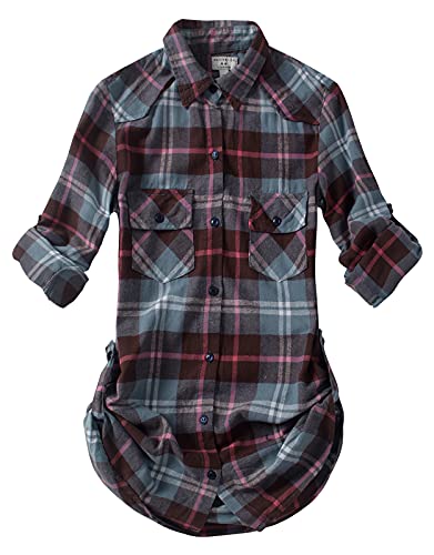 Match Women s Long Sleeve Plaid Flannel Shirt #2021(Large, Checks#13)