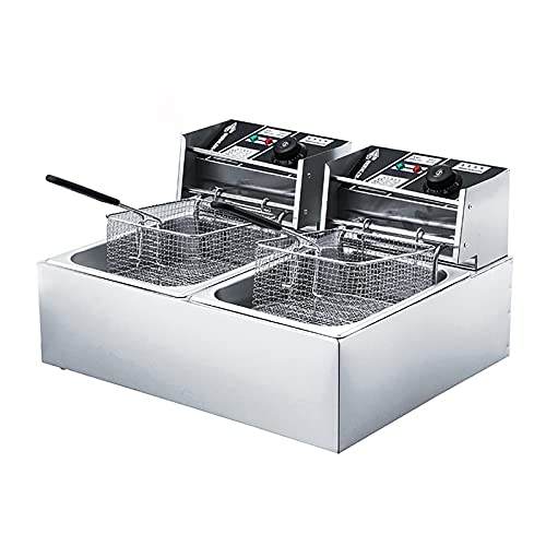 Heihe Freidora eléctrica Comercial, con Cesta, para Uso Comercial y doméstico, 10L/20L