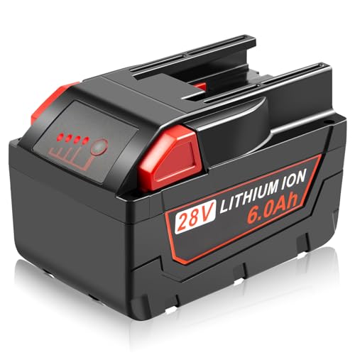 WECACHWE 6000mAh 28V Battery Replacement for Milwaukee 28V Power Tools Battery 0726-20 0726-22 0719-20 0719-22 0779-20 22 0928-29 Cordless Tool Combo Kit with 4 LED Charging Indicator