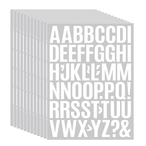 Image of 12 Sheets 1 Inch Vinyl Letter Stickers - Alphabet Decals for Windows, Walls, Doors, Glass Surfaces, Self Adhesive Waterproof Letters for Home Decor, Signs, DIY Crafts (White)