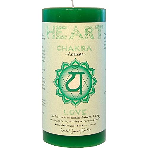 Crystal Journey 3"X6" Pillar Chakra Candles Bundle Of 3 (Heart Chakra, Crown Chakra, Third Eye Chakra) - Handcrafted With Lead-Free Material #TOP1