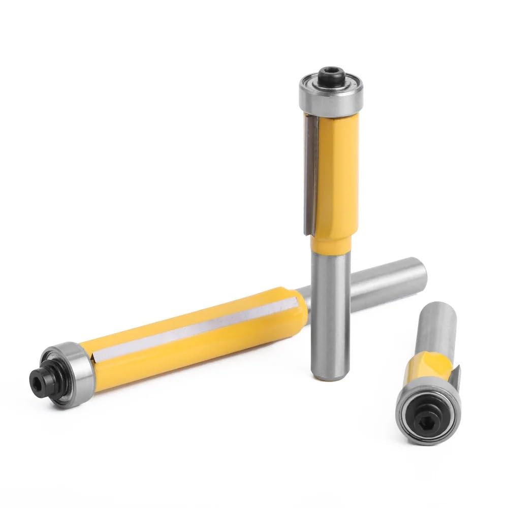 1pc 8mm Shank frez długie ostrze Flush Trim łożysko szablon z drewna wzór bity węglik wolframu narzędzia do obróbki drewna frez(4pcs set)