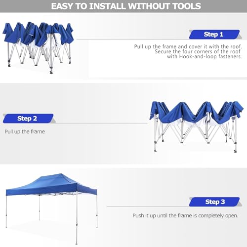 Image of COBIZI 10x15 Pop Up Canopy Tent with 4 Sidewalls,Heavy Duty Canopy,Blue