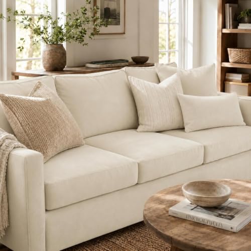 Image of Namdev Art's Velvet Sofa Cushion Cover Multi Color (Off-White, Pack of 2)