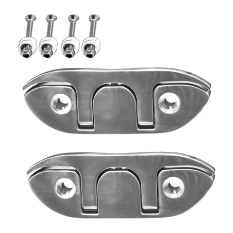 JZLiner 4-1/2 Inch Boat Folding Cleat 2Pieces 316 Stainless Steel with Mounting Hardware Cover