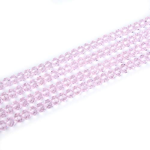 Image of 200pcs Czech Faceted Rondelle Crystal Glass Beads 6mm Bulk Light Rose Pink