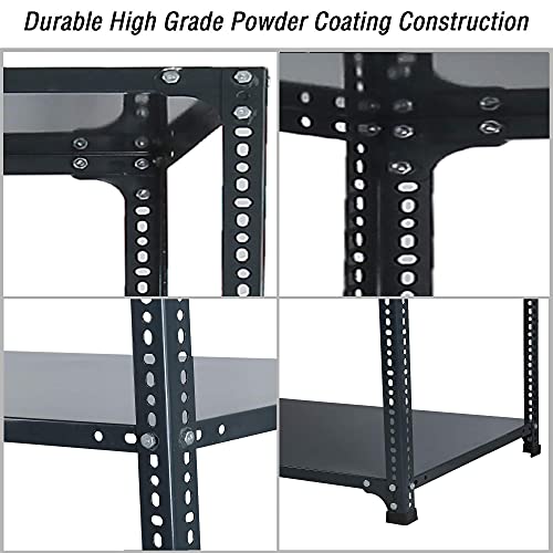 Image of Mil-Nil Prime CRC Sheet 5 Shelf Multipurpose Slotted Angle Rack, 72 x 47 x 15 Inch, 18 Gauge (Grey) 14 Gauge Angles