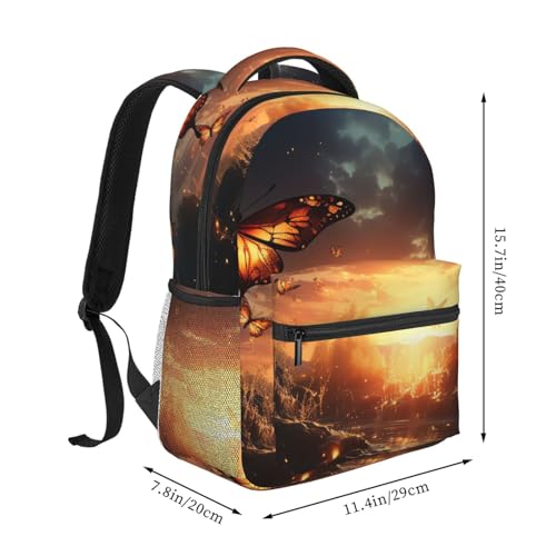 Casual Backpack for Women Men Butterflies Flying Around the Sun Lightweight Daypack Large Capacity Nurse Bag2