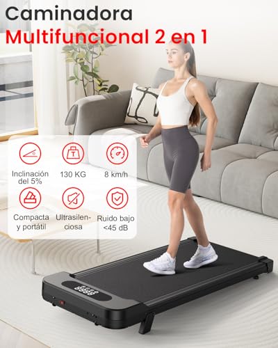Miniatura 2 de Homefitnesscode Cinta De Correr Y Andar 3 En 1 Con Inclinación 7 Caminadora Eléctrica Silenciosa, 8 Km H, Motor 2,5cv, Sistema De Amortiguación, Pantalla Lcd, 130 Kg Hogar Y Oficina