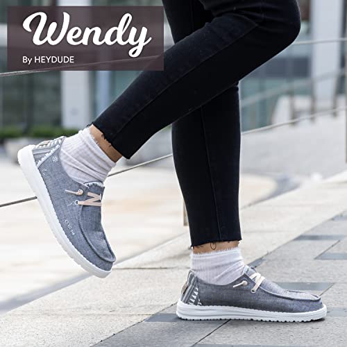Image of HEYDUDE Women's Wendy Boho Grey Size 6 | Women's Shoes | Women's Lace Up Loafers | Comfortable & Light-Weight