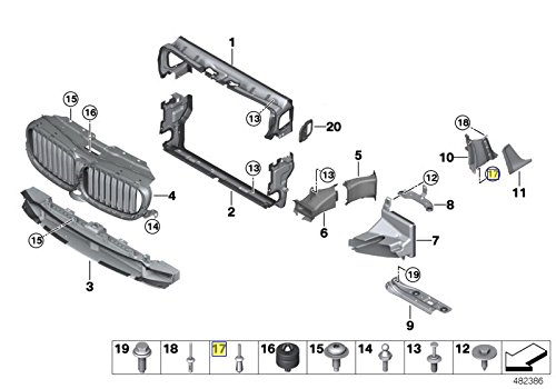 BMW Body Trim Clip Expanding Plastic Rivet Plug 9807127 