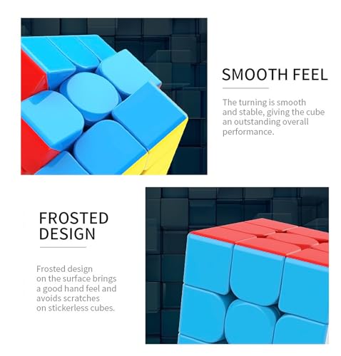 Image of FMOUR 2 Pack 3x3 Speed Cube Set - Stickerless Magic Cubes Pack Bundle | Moyu Meilong 3C, Fast Turning, Smooth, Birthday Party Gifts, Vivid Colour, Puzzle Game, Brain Toy for Kids and Adult