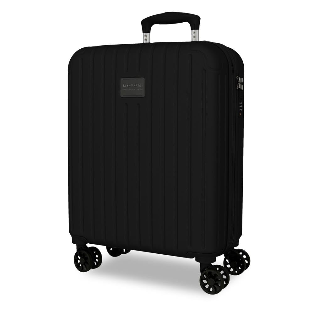 MOVOM Joumma Timber Valigia da Cabina Nero 40x55x20 cm Rigido ABS Lucchetto a Combinazione Integrato 37L 3.1kg 4 Doppie Ruote Estensibile Bagaglio a Mano