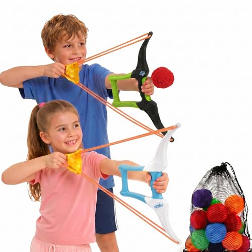 Xirtneduav Wasserbomben Wiederverwendbar Pfeil und Bogen 2PC Set für Kinder, Wasserspielzeug Draußen mit 12 Weichen Plüschbällen, Bogen Schießen Set Softbälle Wasserschlacht Pool Spielzeug
