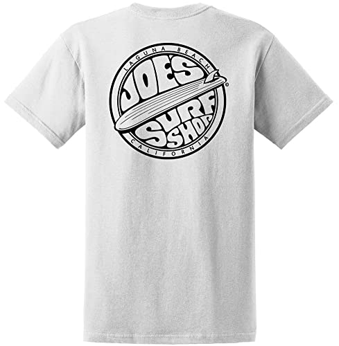 JOES SURF SHOP Men's Fins Up Logo Heavy Cotton T-Shirt-4XL-White/b