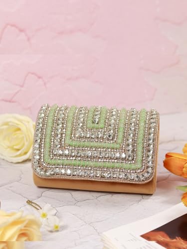Image of THE TAN CLAN Nysa Beige Flap Over Clutches for women Bag for Women- Elegant Evening Handbag, Stylish Purse