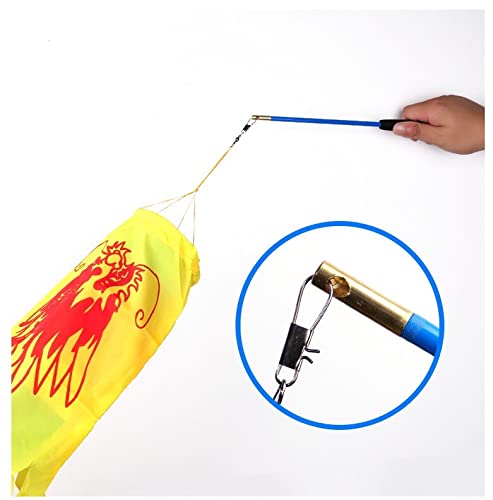 3D Colorful Dragon Silk-like Flowy Spinning & Shaking Poi - Flinging the Dragon Spiral Practice Ribbon Streamer with Fiberglass Handsticks + Travel Bag! (5 Meters (16.4 FT), Gold Scale Color) - Thumbnail 3