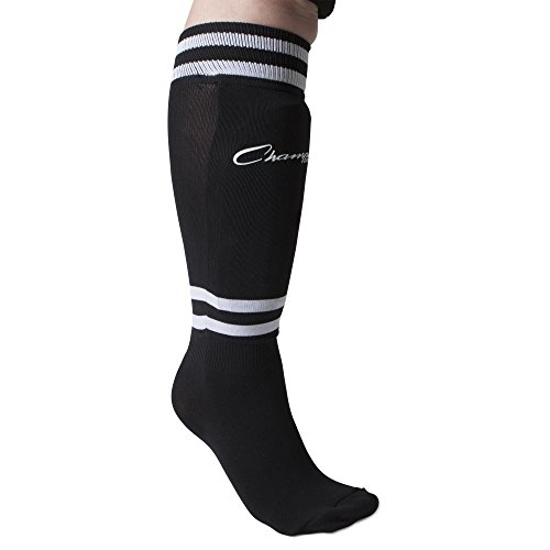 Champion Sports Youth Sock Style Soccer Shinguards - Ages 8-10/Large - Black (Pair) #TOP1