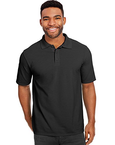 Hanes Men's 6.5 Oz. X-Temp® Piqué Short-Sleeve Polo With Fresh Iq Xl Black #TOP27