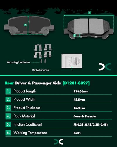 Image of SCITOO D1089 D1281 Ceramic Brake Pads Sets Front & Rear Replacement For Honda Odyssey 2011-2014