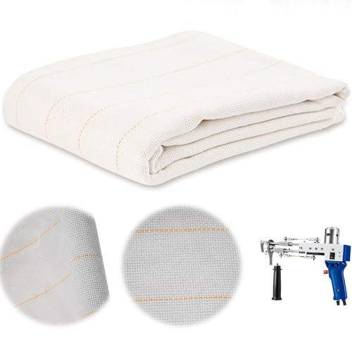 tonchean 157.4 x 78.7 Inch Large Tufting Cloth,Primary Monk Cloth Tufting FabricTufting Supplies with Yellow Marked Lines for Loop Pile Tufting Gun,Punch Needle