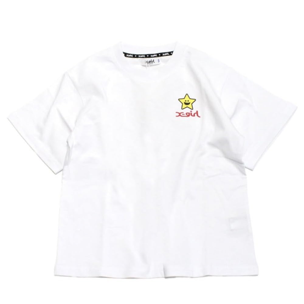 ハートプリント 半袖Tシャツ ホワイト Purple&Yellow tシャツ ハートロゴプリント ロング丈半袖T