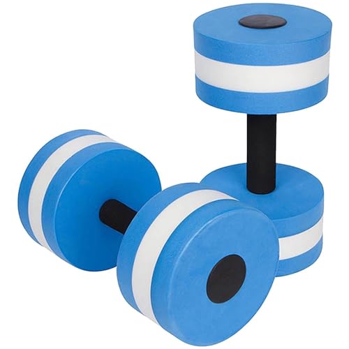 Generic 2pcs Water Aerobics Dumbells for Pool Exercise, Foam Water Dumbells Pool Resistance, Aquatic Fitness Barbells, Pool Aerobics Equipment for Men and Women (blue)
