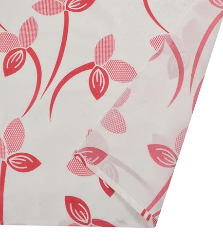 Image of Floral Printed Home Decor Curtains for Living Room, Bedroom Doors and Windows Panel, Parda, Eyelets Hanging, Pink, 4 x 6 Feet, 1 Piece