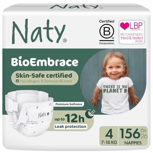 Image of Naty BioEmbrace Baby Nappies Size 4 (7-18kg), 156 Count