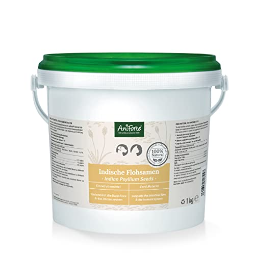 AniForte Flohsamen für Hunde, Katzen & Pferde 1kg - Reich an Ballaststoffen & Schleimstoffen, Indische Rohkost Qualität, Reinigung Magen-Darm-Trakt, bei Übergewicht, Einzelfuttermittel Cover