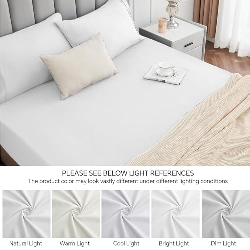 Drap-housse 100% coton blanc king size résistant et élastique - 5