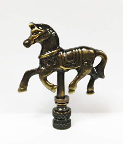 Image of Lamp Finial-Carousel Horse-Aged Brass Finish, Highly Detailed Metal Casting