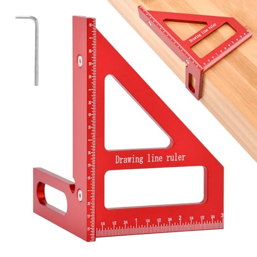 3D Multi Angle Measuring Ruler, Woodworking Square Protractor, 45° & 90° Degree Triangle Scriber Square Protractor, Triangle Ruler Measuring Tool for Carpenters and Woodworkers